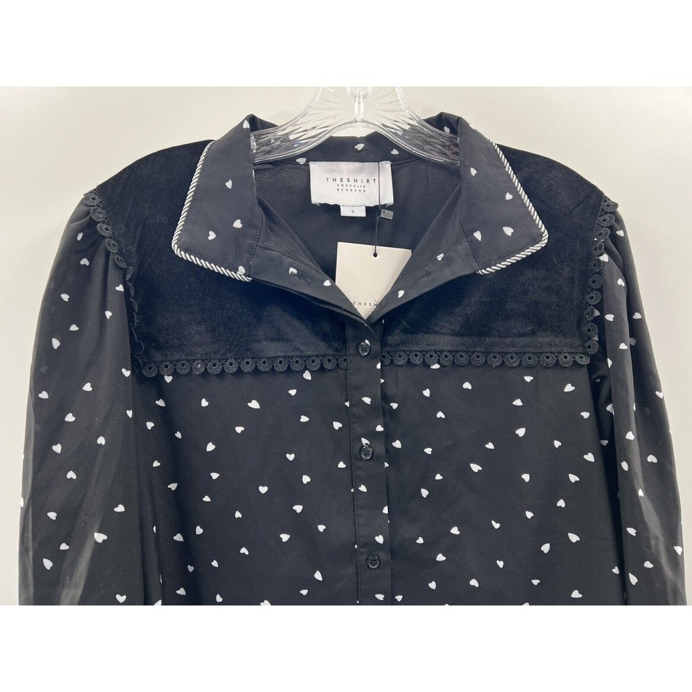 The Shirt Rochelle Behrens Women’s Long Sleeve Black Hearts Grale Shirt S NWT - Picture 2 of 11